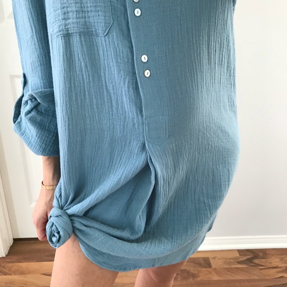 LAST • Beachy Blue Shirt Dress - Picture 3 of 8
